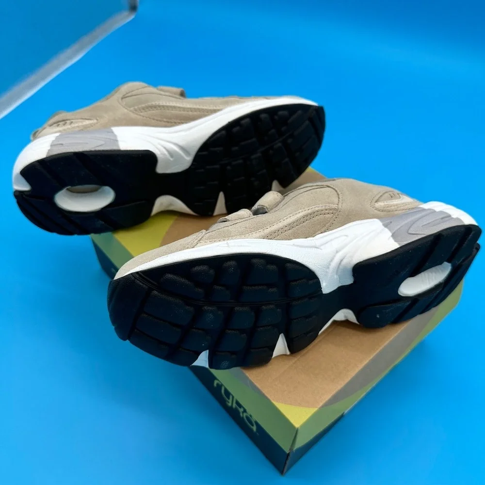 Ryka Sportwalker‎ 3 hook and loop Beige Leather Walking Shoes Womens 8.5